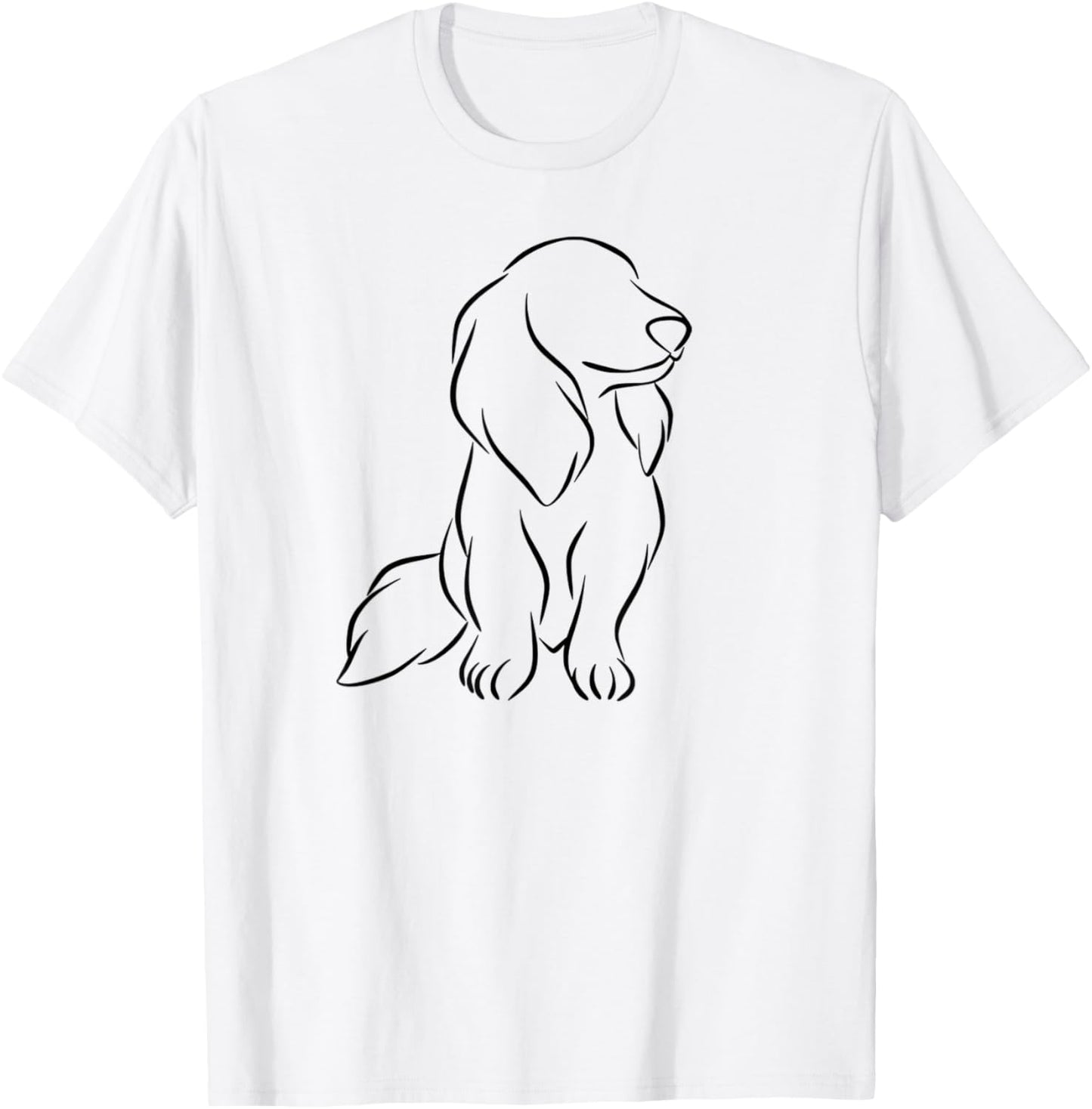 Long haired Dachshund Line Art cute Doxie Wiener Dog Women T-Shirt