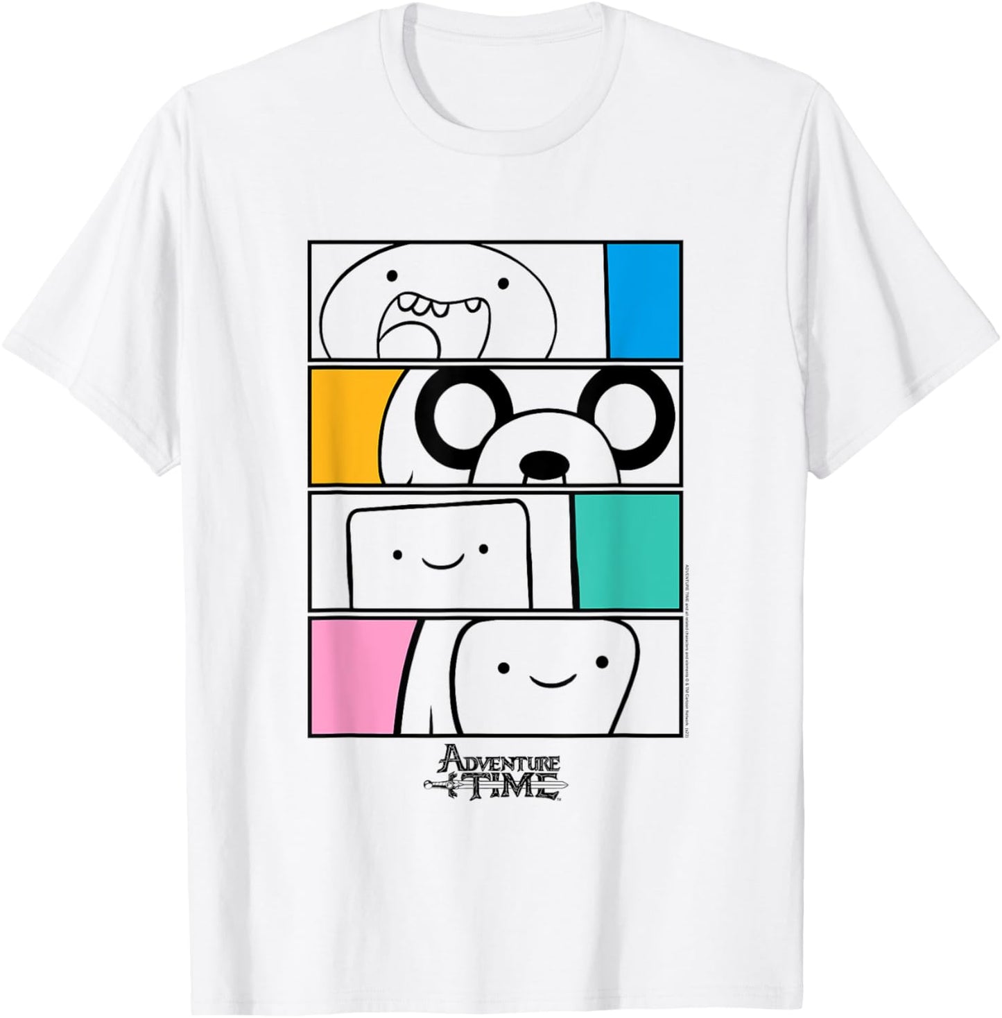 Adventure Time Finn, Jake. BMO, Bubblegum Stacked T-Shirt