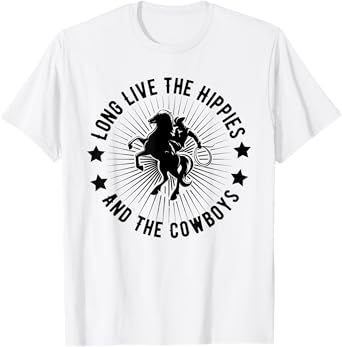 Long Live Hippies Cowboy Vintage Country Western Rodeo Horse T-Shirt