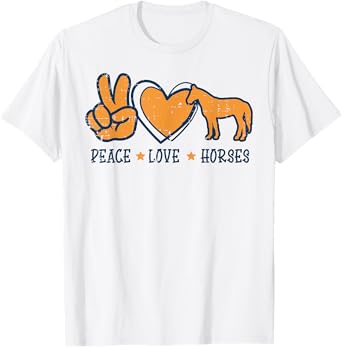 Peace Love Horses Cool Equestrian Hippie Men Women Kids T-Shirt