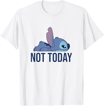 Disney Lilo & Stitch Not Today Lying Down Stitch Side View T-Shirt