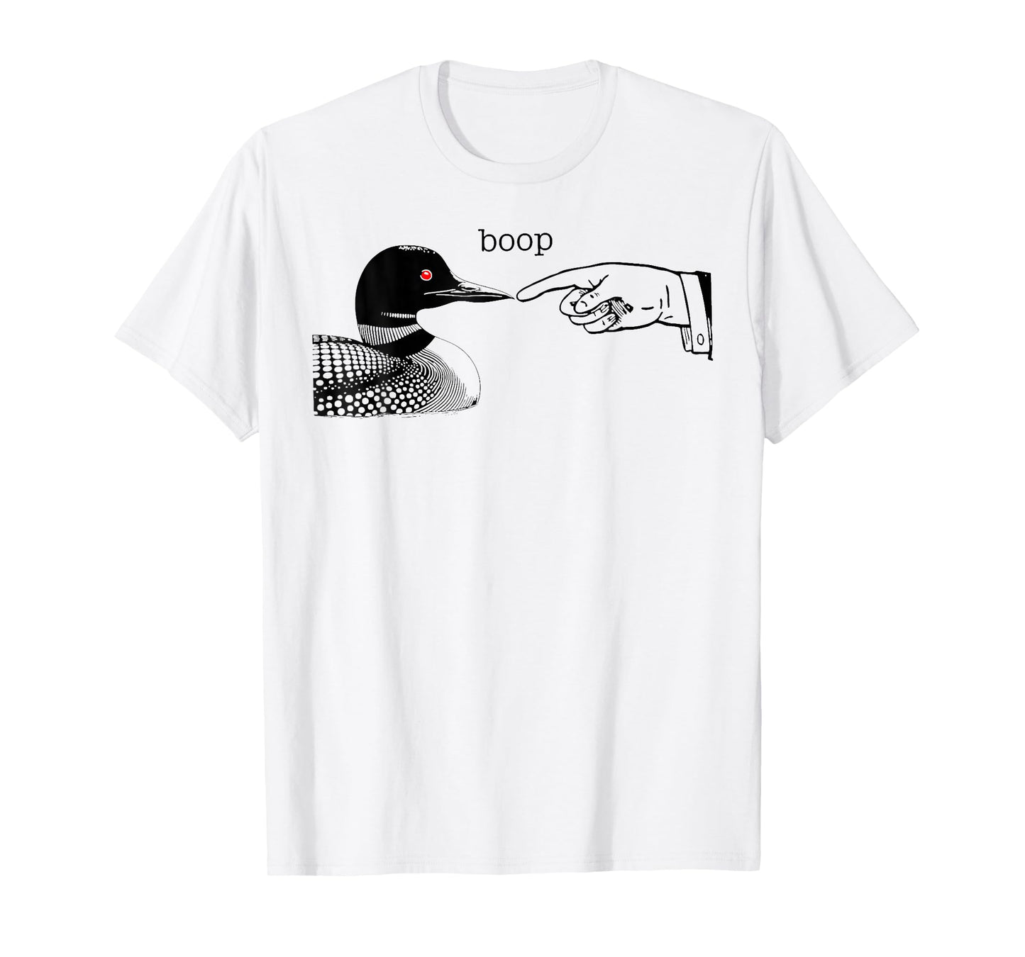 Loon Boop With Pointing Hand Human Funny Water Bird T-Shirt