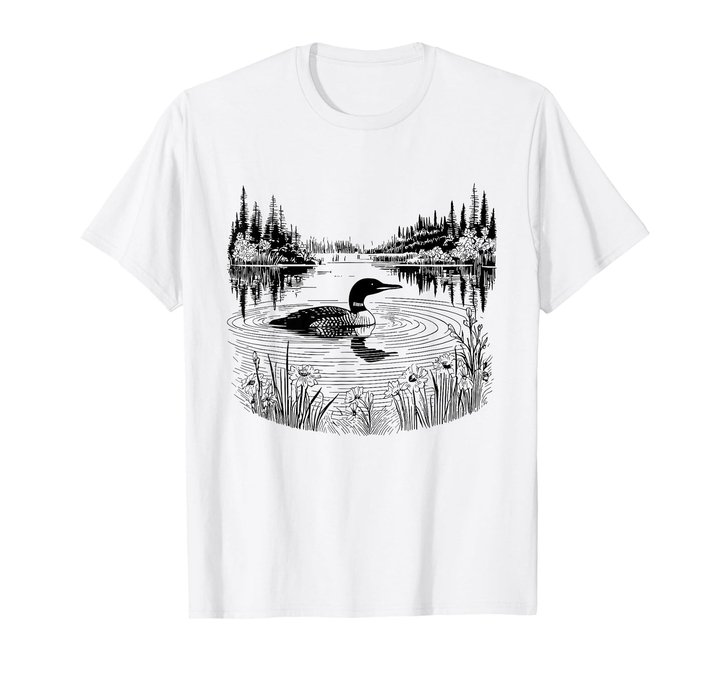 Loon in the Wilderness Birding Bird Watching Bird Lover T-Shirt