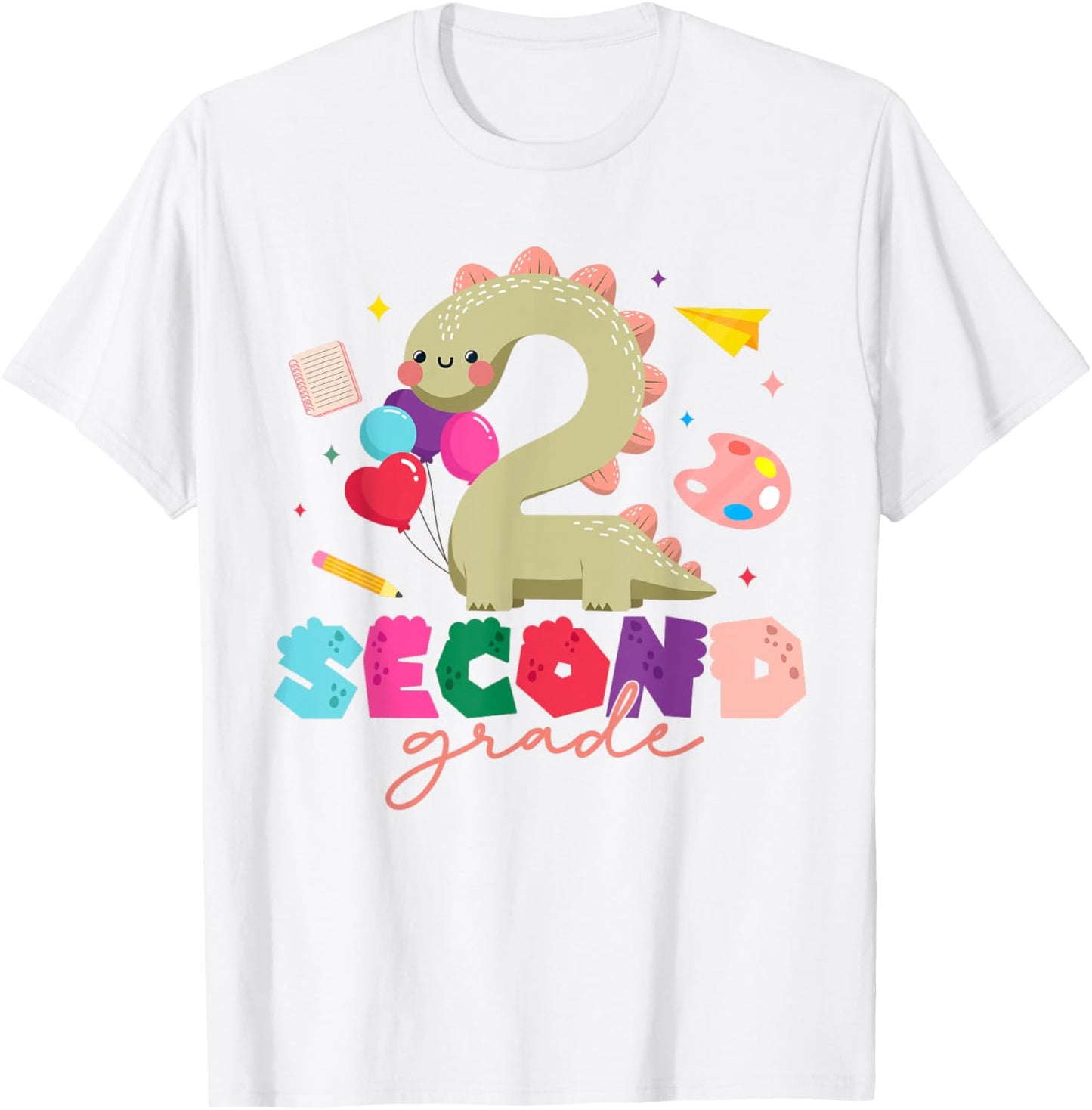 Funny Second Grade Cute Dinosaur First Day of School Kids T-Shirt