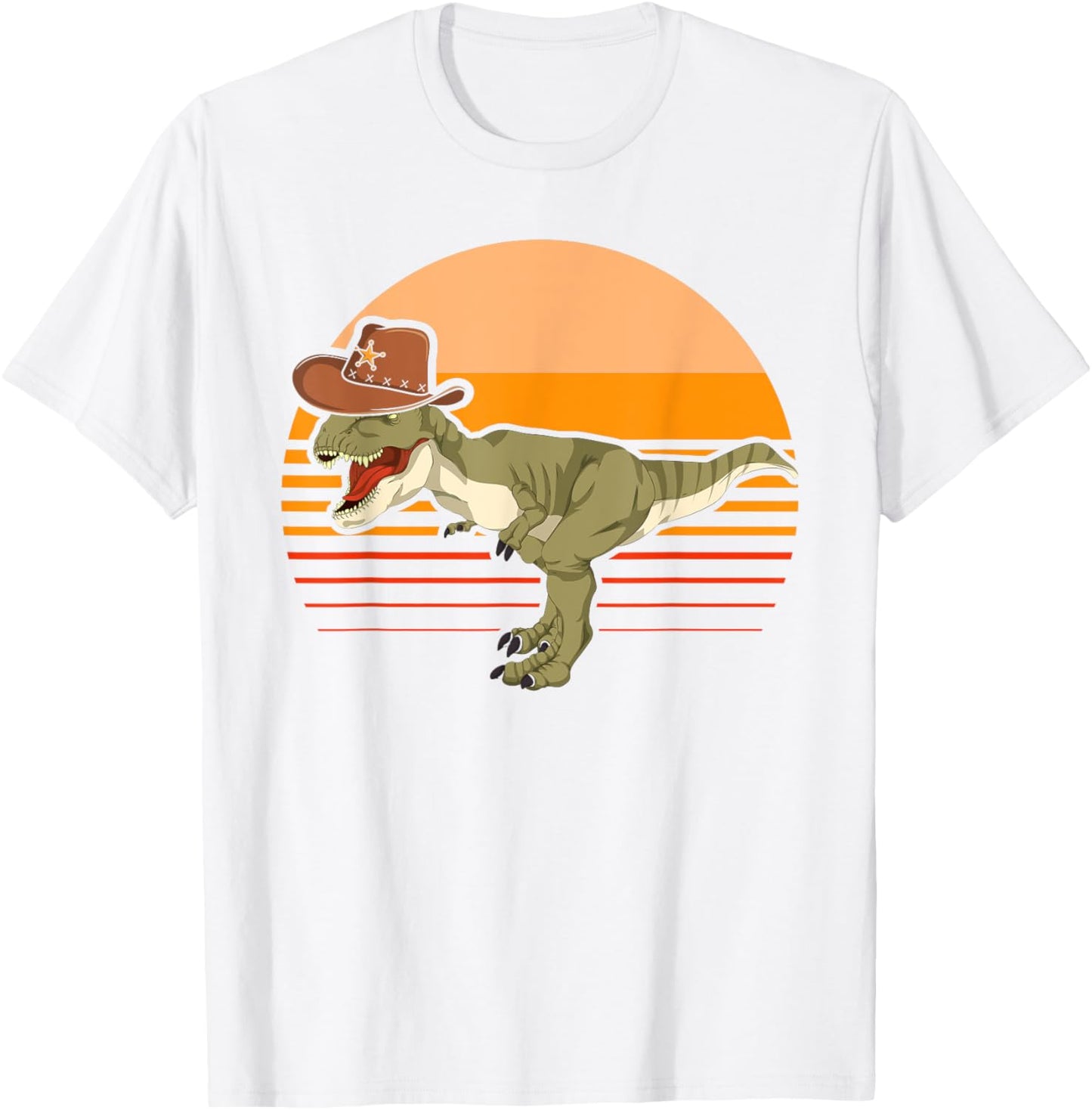 Retro Roar Dino Hat Roaring T-Rex Cowboy Dinosaur T-Shirt