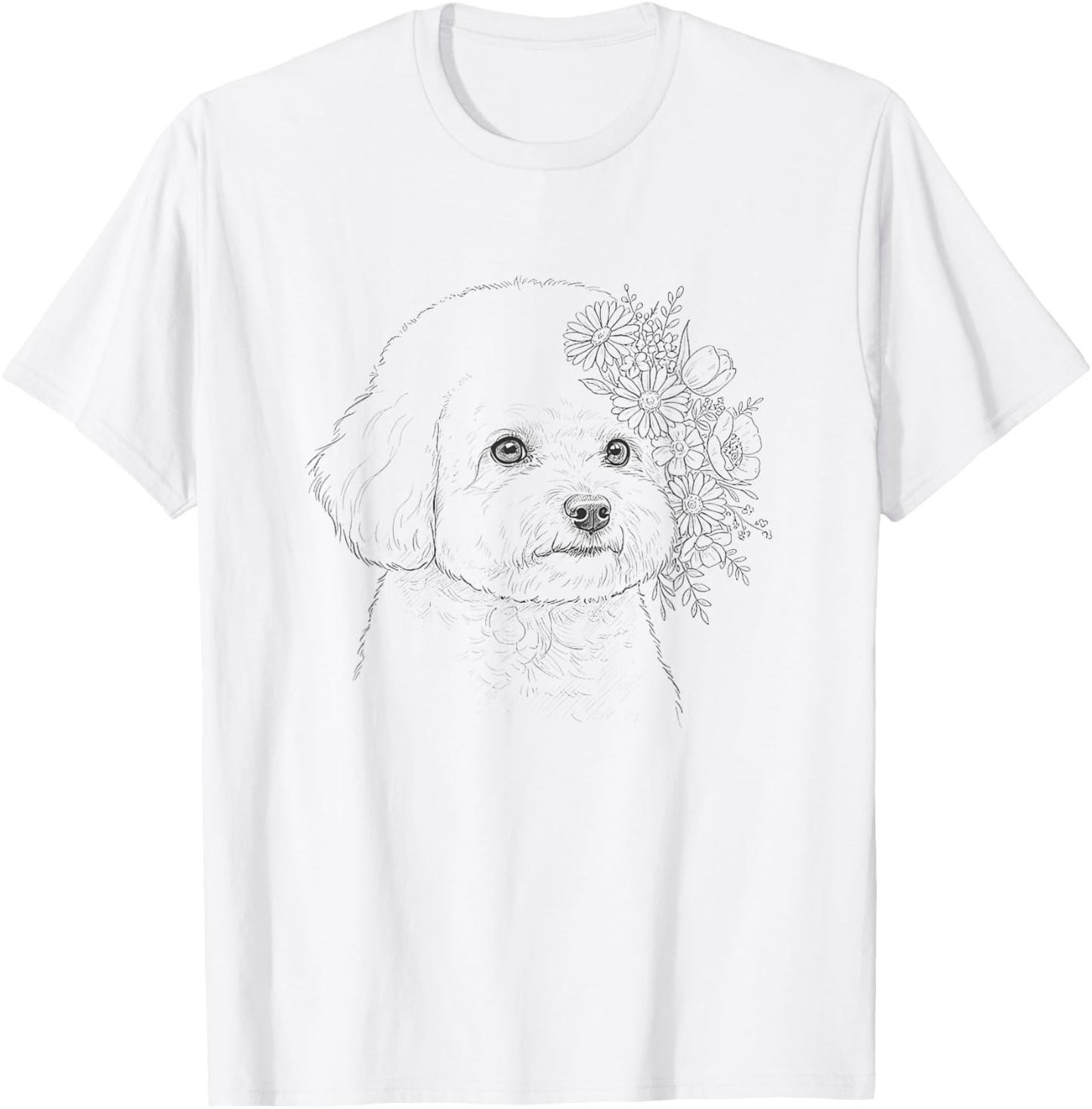 Floral Bichon Frise Dog Flower Design For Girls And Women T-Shirt