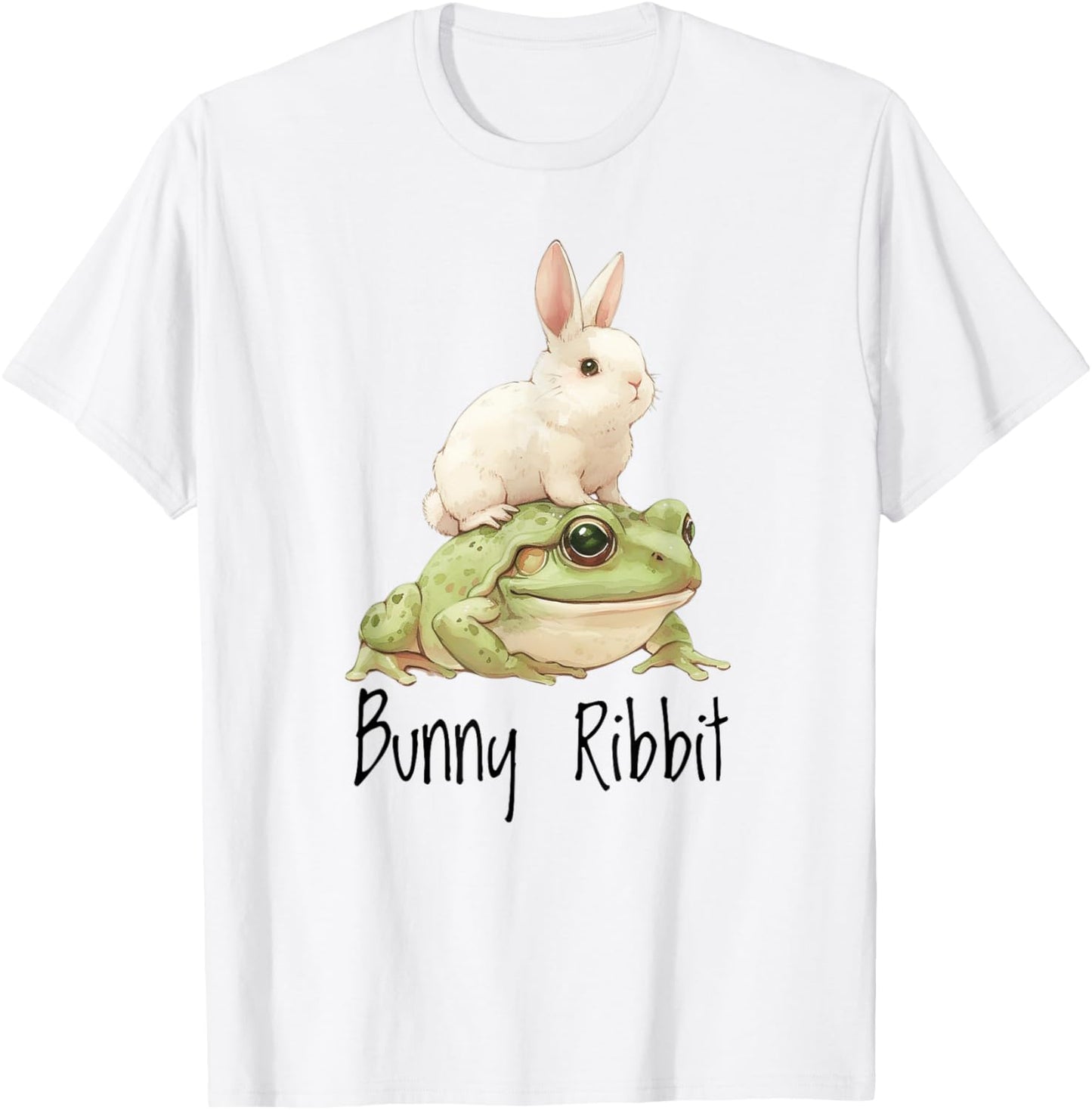 Bunny Rabbit Love Watercolor Folk Art Bunny Frog Lover T-Shirt