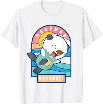 Pokémon Cute Happy Playful Oshawott Colorful Chest Poster T-Shirt