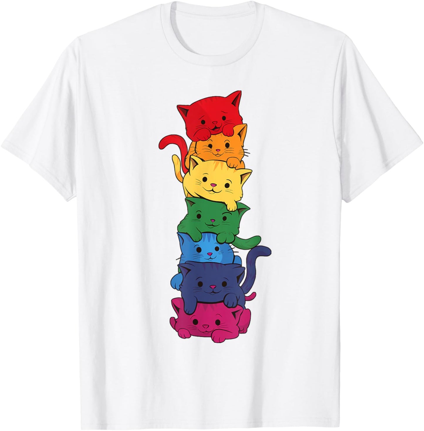 Funny LGBT Cat Stack Rainbow Gay Pride For Cat Lover T-Shirt