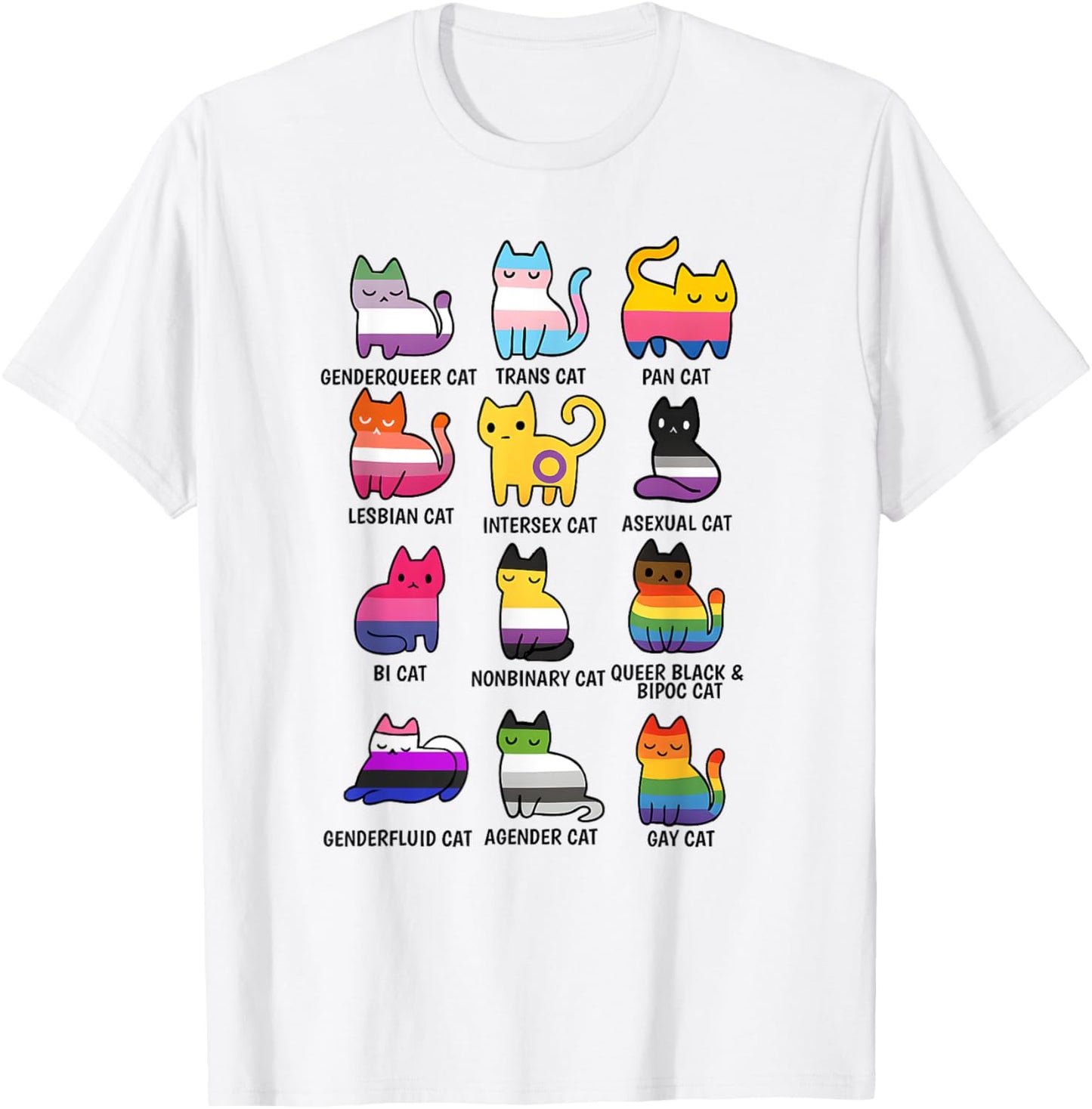 Cute Retro LGBT Cat Pride & Equality Graphic apparel T-Shirt