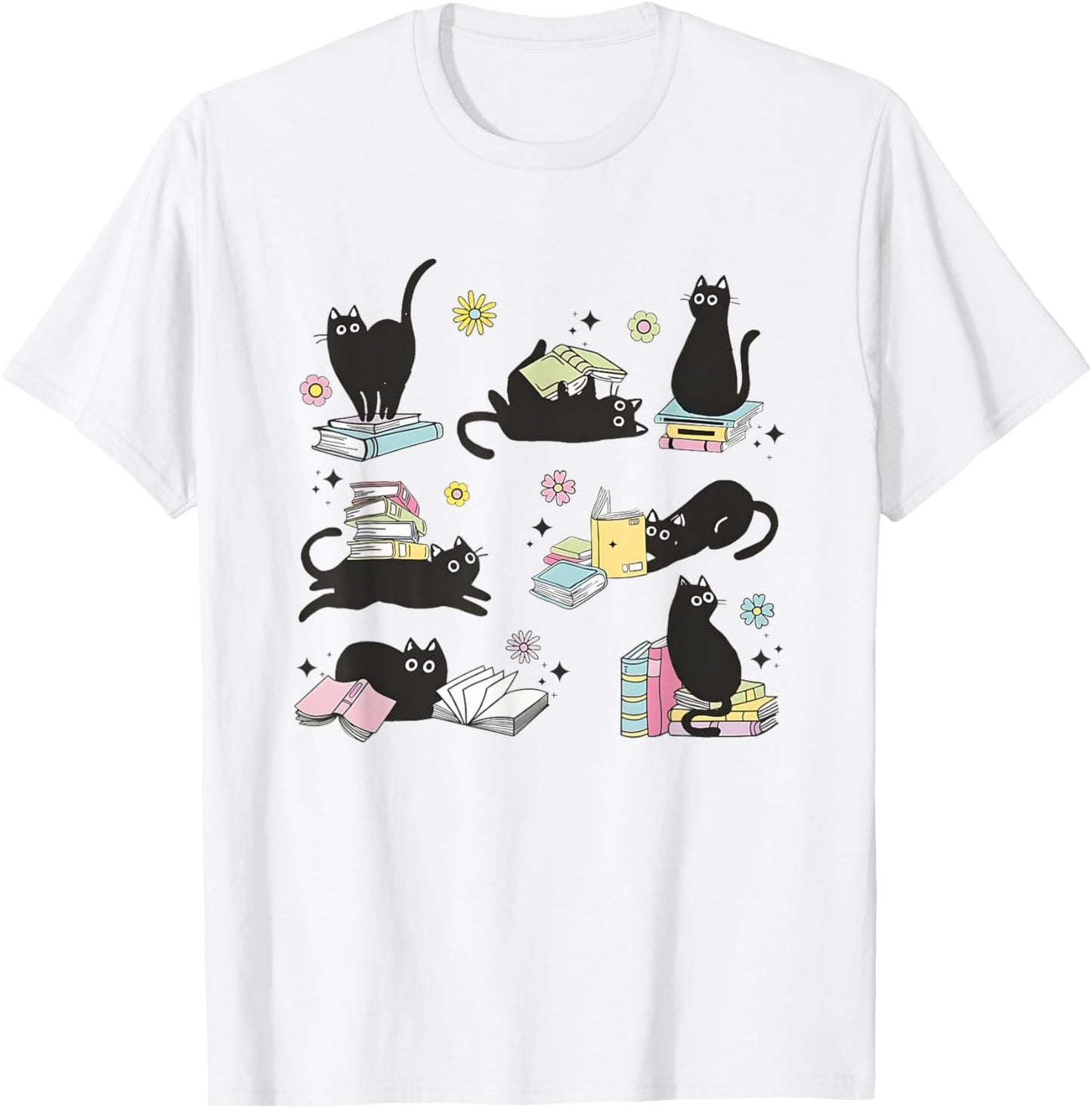 Cats Reading Books Shirt Cat Lover Kitten Reading Book Lover T-Shirt