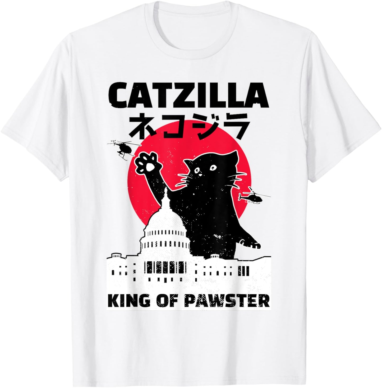 Catzilla King of Pawster Funny Cat Japanese Kaiju Monster T-Shirt