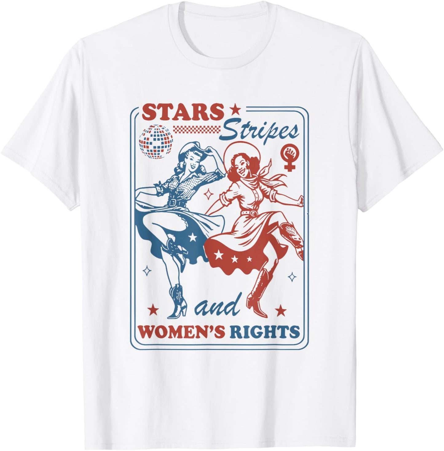 Stars Stripes & Equal Rights 4th Of July Retro Groovy Women T-Shirt