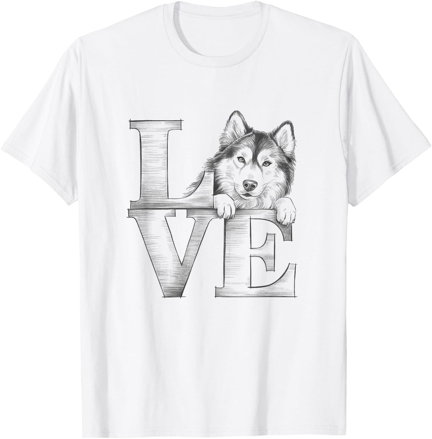 Alaskan Malamute Dog Love Design For Him And Her T-Shirt