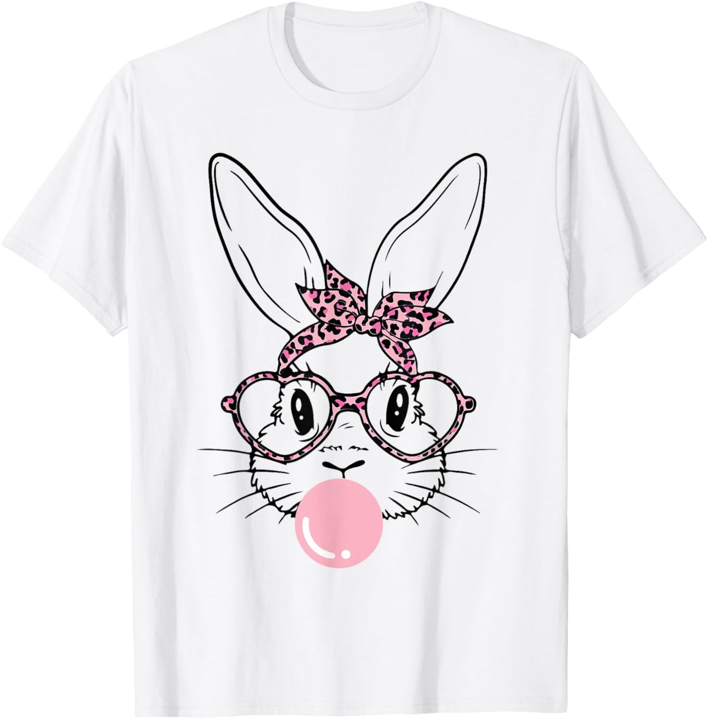 Bunny Leopard Blowing Bubblegum Easter Day Gifts Girl Kids T-Shirt