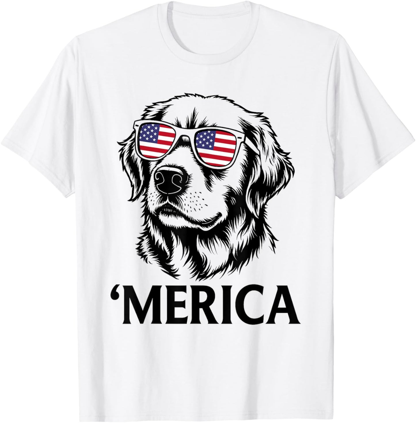 Patriotic Golden Retriever Dog Merica Us Flag 4th Of July T-Shirt