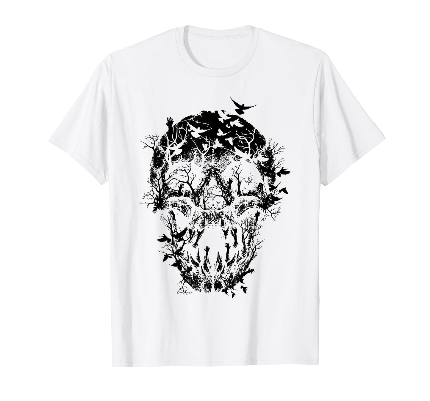 Gothic Birds Skull Skeleton Spooky Halloween Costume T-Shirt