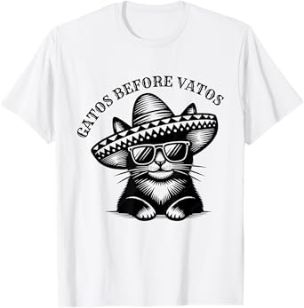Gatos Before Vatos Womens Funny Kitten Lovers Spanish Joke T-Shirt