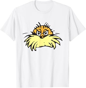 Dr. Seuss The Lorax Face T-Shirt - Unisex, Blue, Small, Short Sleeve, Cotton Blend, Classic Fit, Crew Neck