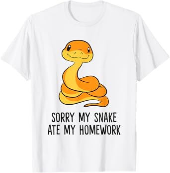 Snake Pet Son Daughter School Sorry My Snake Ate Homework T-Shirt