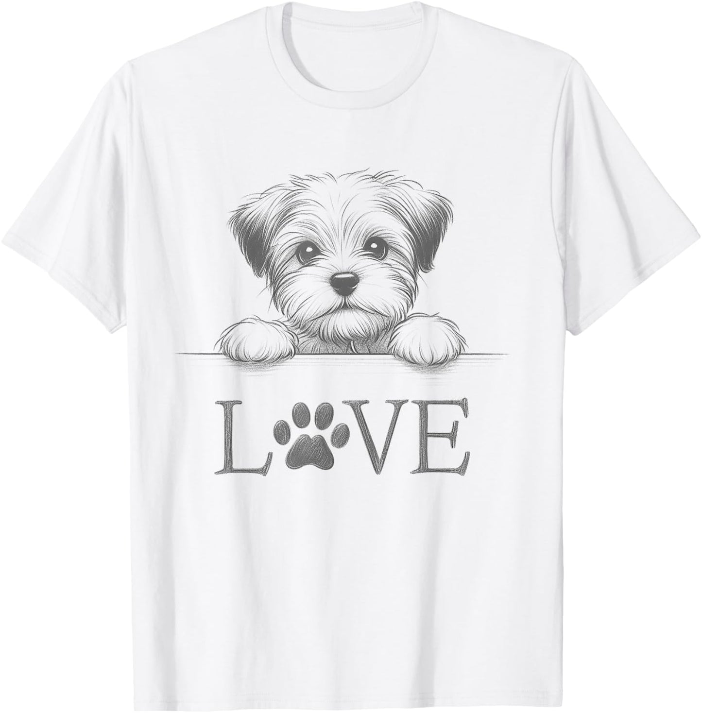Shorkie Love Dog Paw Design T-Shirt