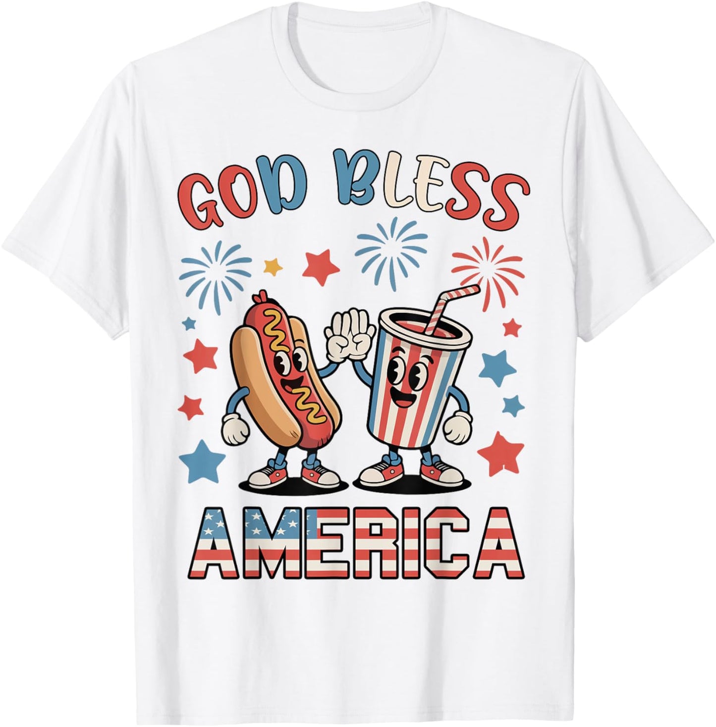 Patriotic God America Bless Hotdog 4th July Cute Boy Toddler T-Shirt