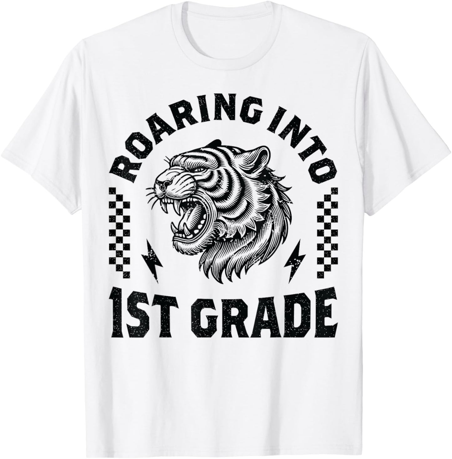 Roaring Into 1st Grade Tiger Back to School Boy Girl Funny T-Shirt