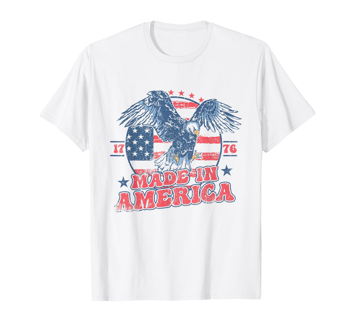 4th of July Groovy Eagle 1776 Made In America Vintage Retro T-Shirt for Women Kids Men