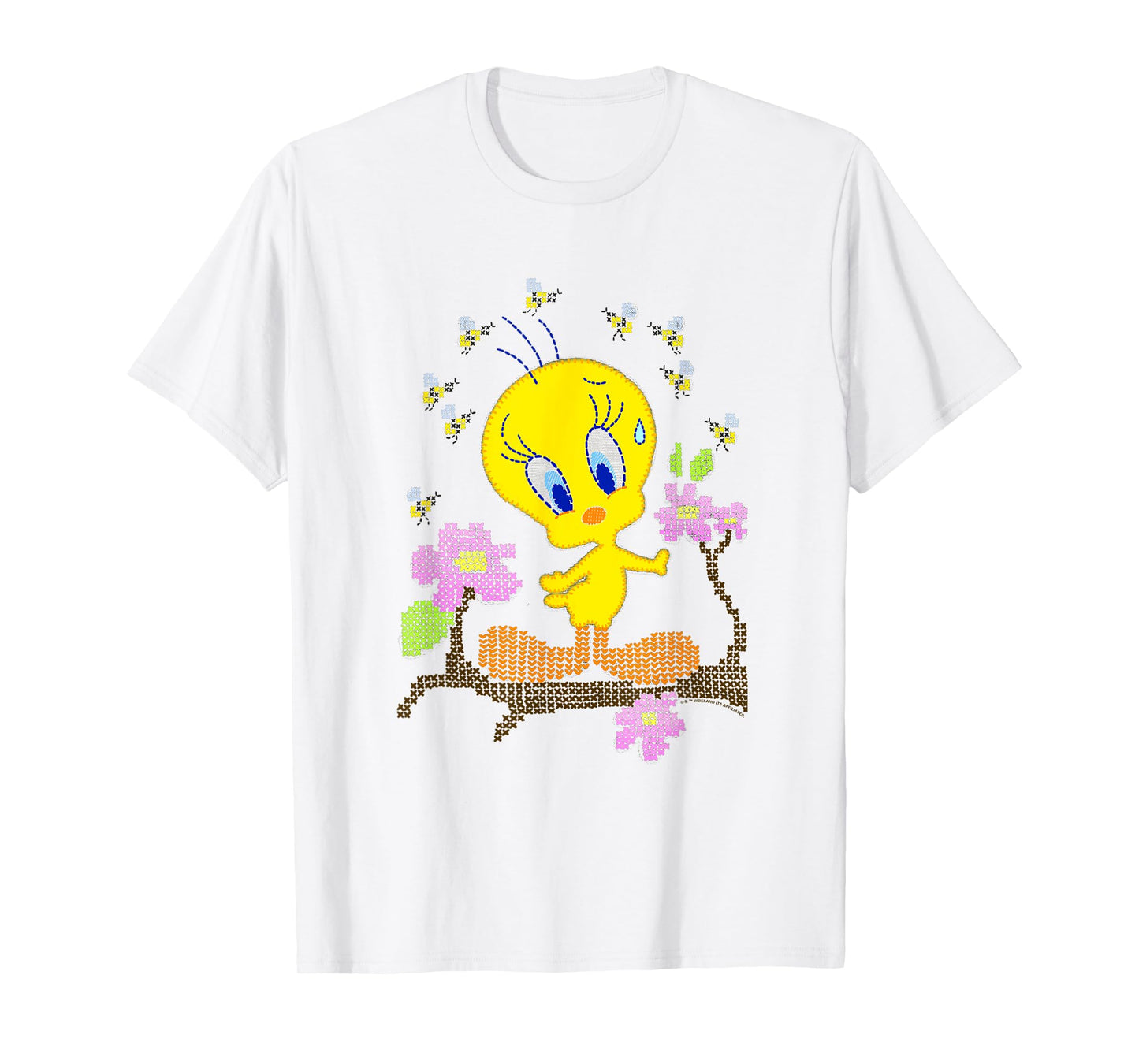 WB100 Looney Tunes Tweety Bird Easter Floral Stitch T-Shirt