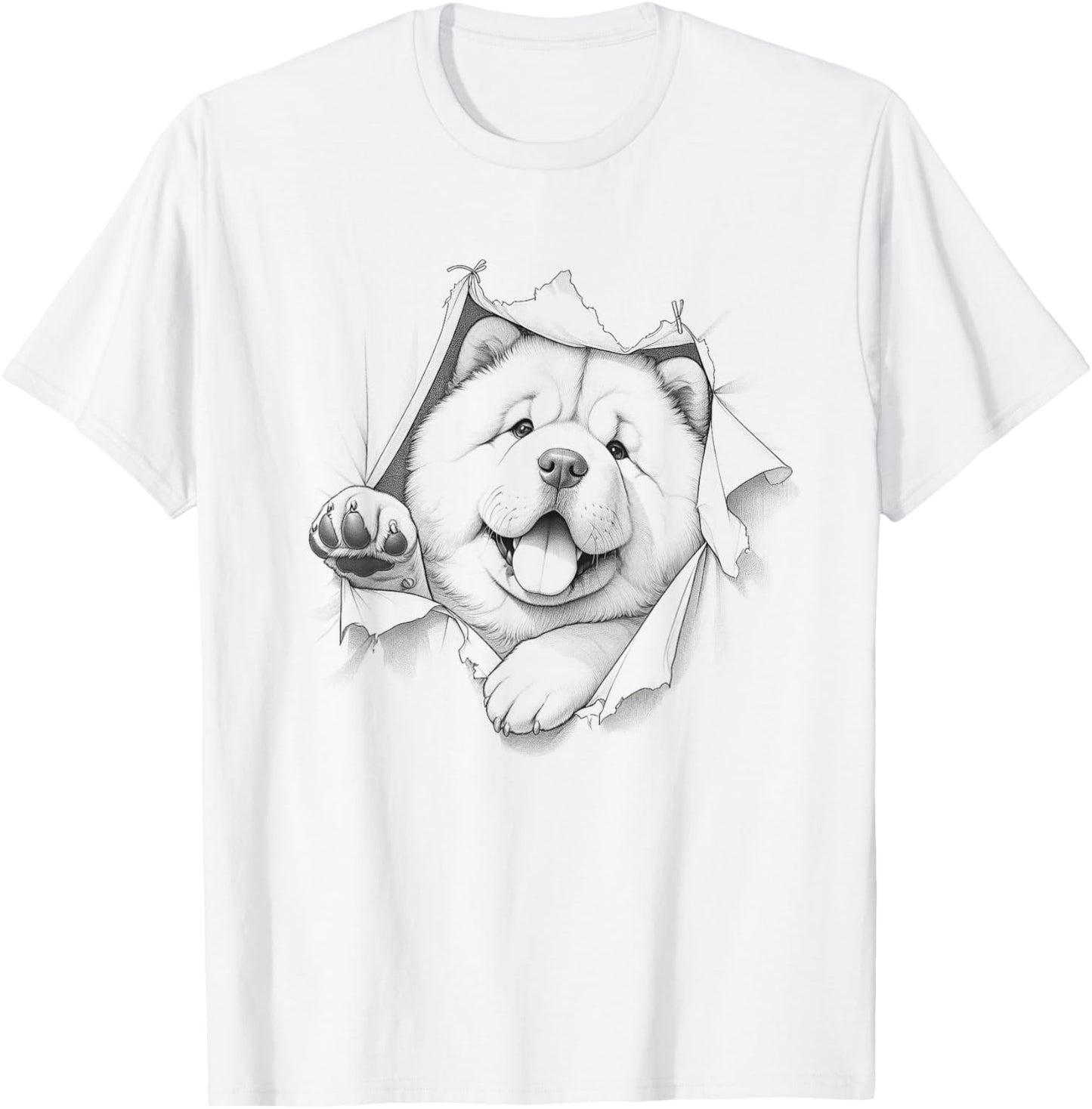 Funny Chow Chow Peeking Dog Design For Men And Women T-Shirt