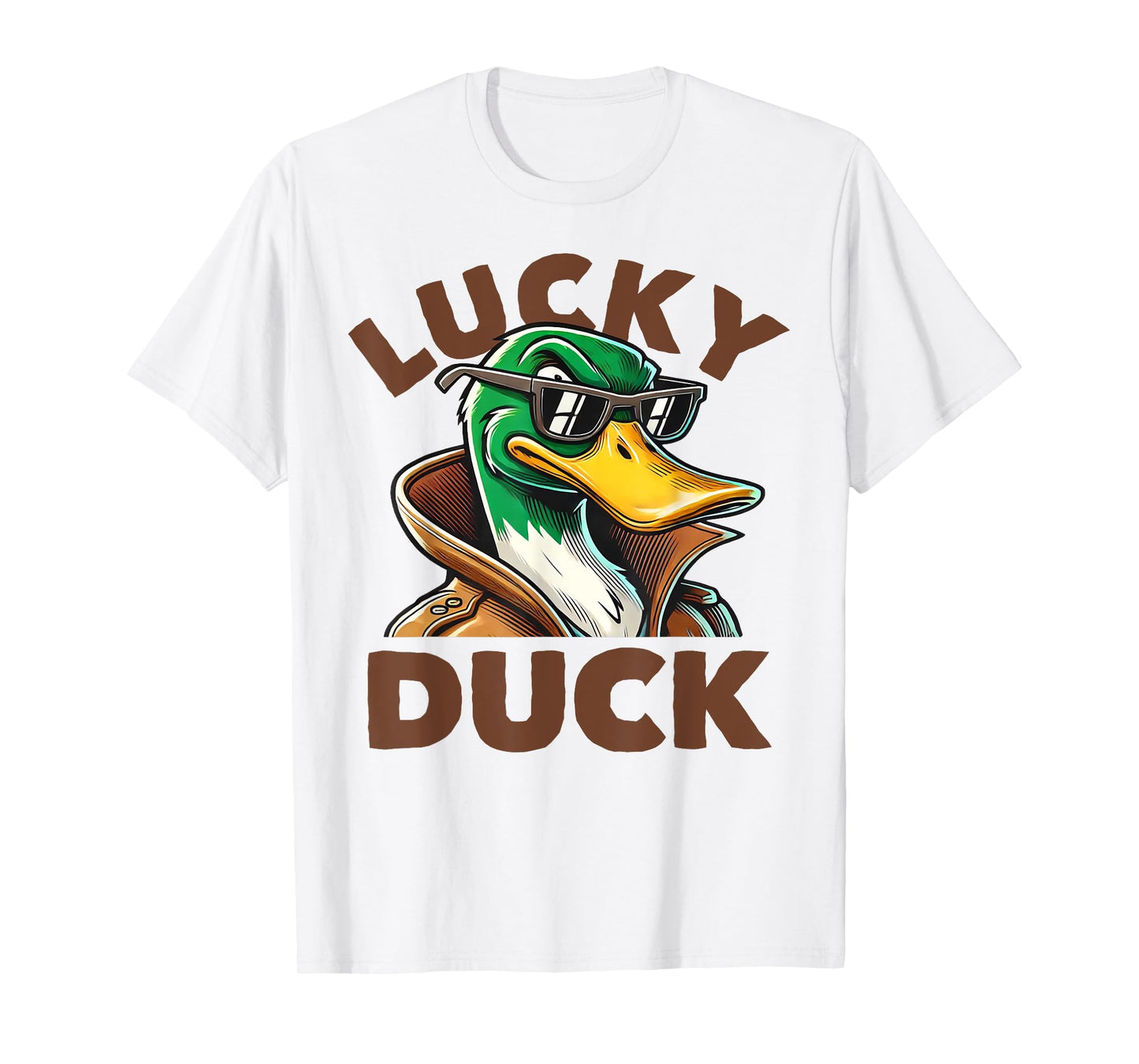Lucky Duck Mallard Duck With Sunshades Men Boys Funny T-Shirt