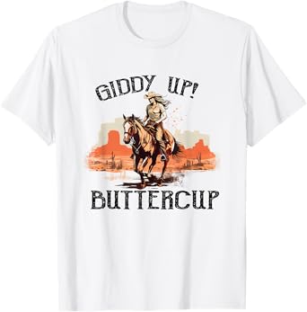 Vintage Country Western Giddy Up Buttercup Western Cowboy T-Shirt