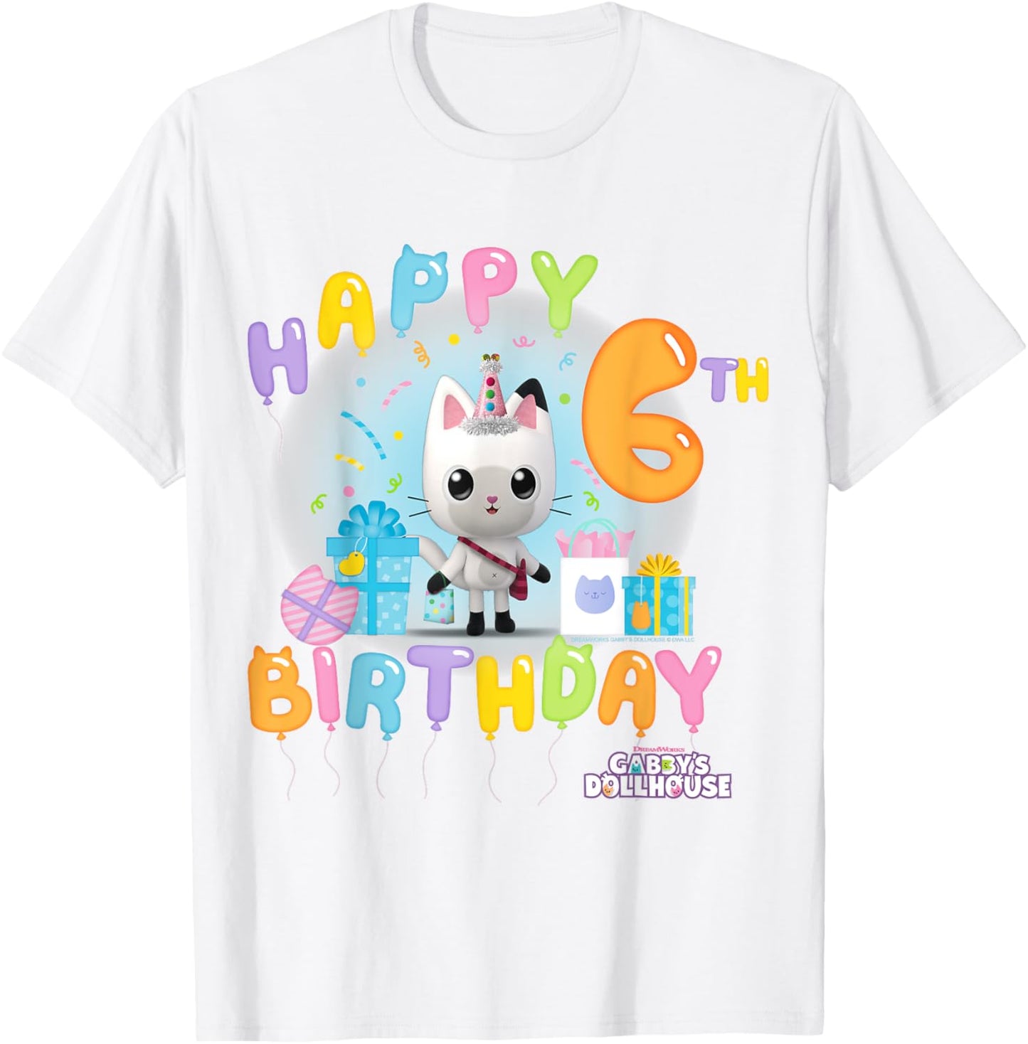 DreamWorks Gabby's Dollhouse Happy 6th Birthday T-Shirt