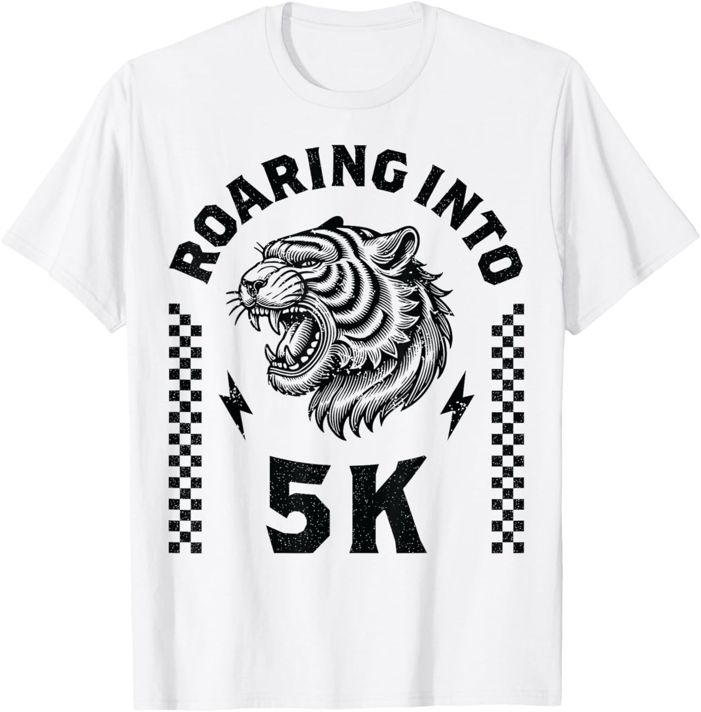 Roaring Into 5K Roaring Tiger Back to School Boy Girl Funny T-Shirt
