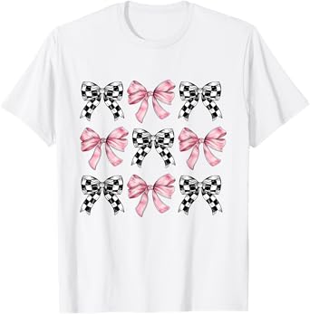 Checkered Pink bows for women and girls Cute Clean girl T-Shirt