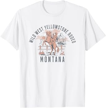 Wild West Yellowstone Rodeo Montana Cowboy and Horse T-Shirt