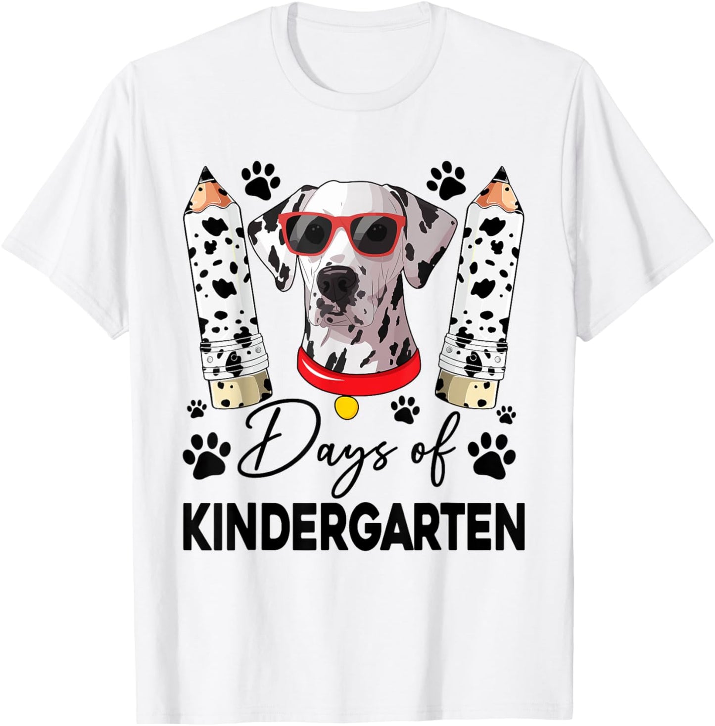 100 Day Of Kindergarten 100 Days Smarter Kids Dalmatian Dog T-Shirt