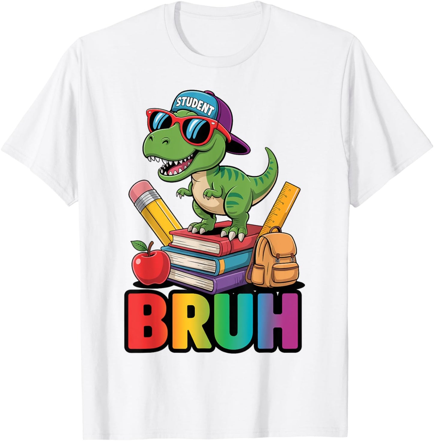 Back to School T-rex BRUH Funny Dinosaur Student Kids Teens T-Shirt