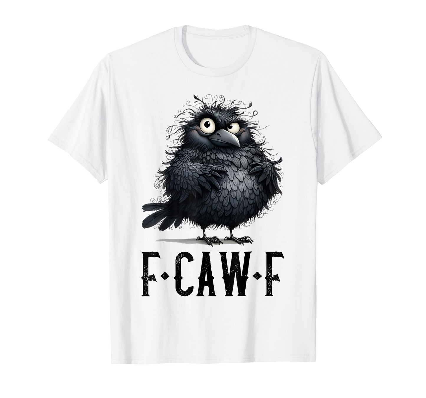 Retro F-Caw-F Black Bird Crow Funny Crow Bird Cawing Grunge T-Shirt