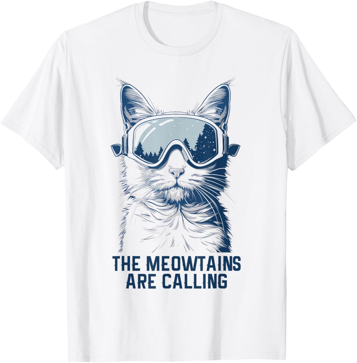 Ski Snowboard Cat Funny The Meowtains Are Calling Skiing T-Shirt