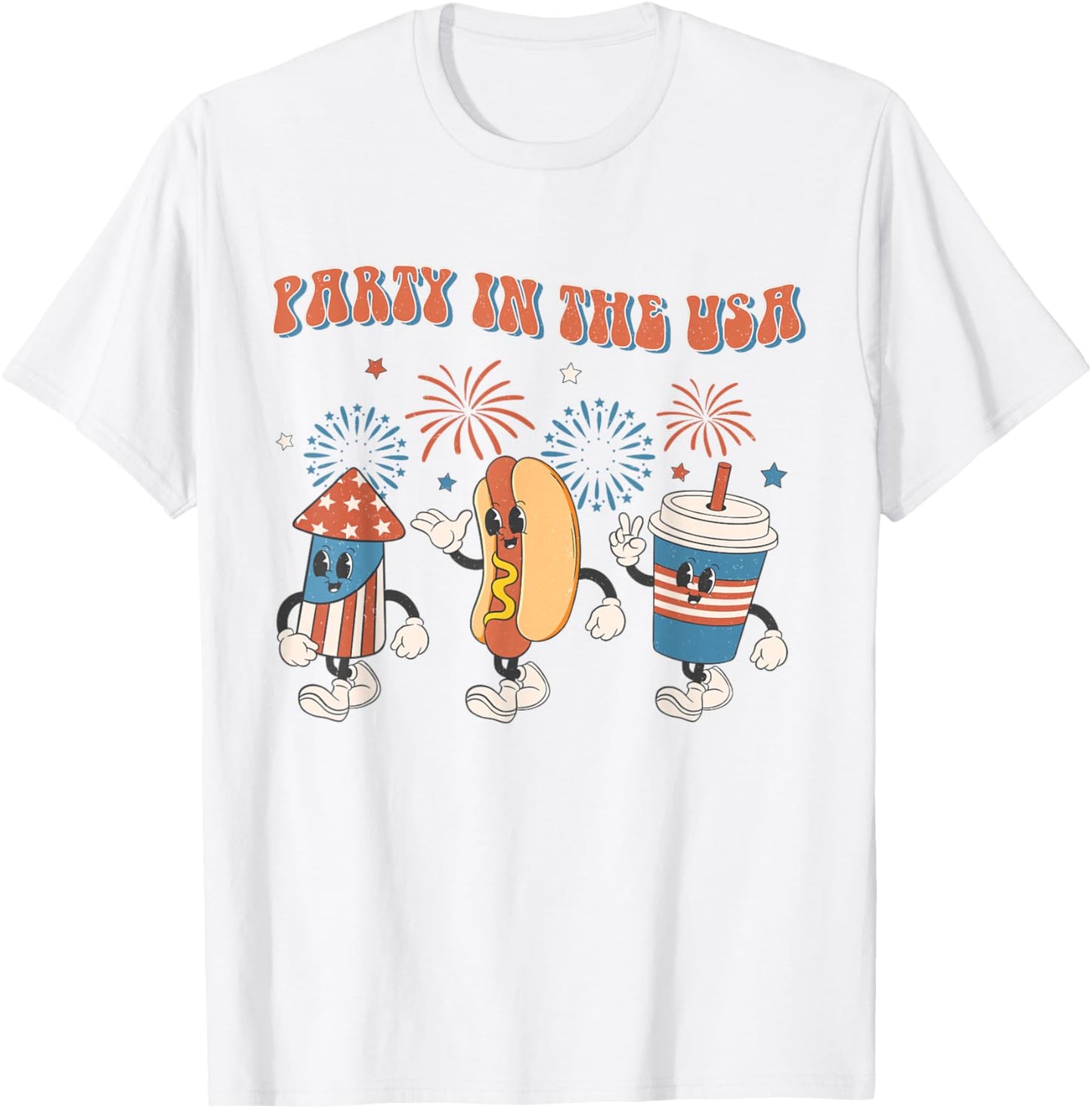 Party In The USA 4th Of July Vintage Hot Dog 4th Of July T-Shirt