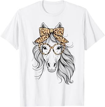 Horse Leopard Bandana For Horseback Riding Horse Lover Girl T-Shirt