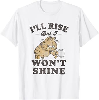 Garfield I'll Rise But I Won't Shine Grumpy Shot Distressed T-Shirt