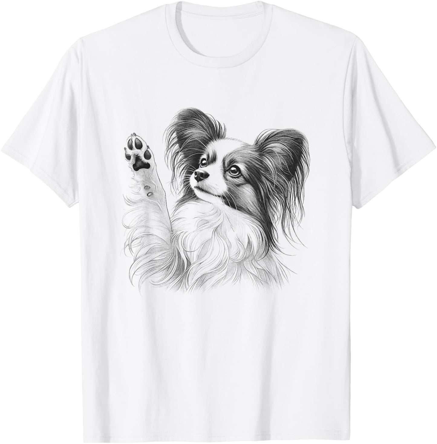 Papillon Dog Lover Raising Paw Design T-Shirt