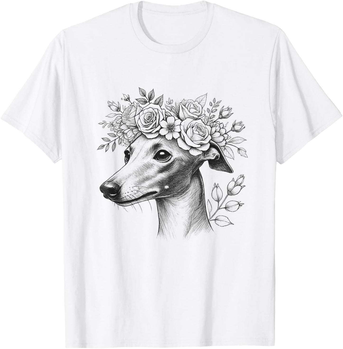 Floral Italian Greyhound Dog Flower Memorial Design T-Shirt
