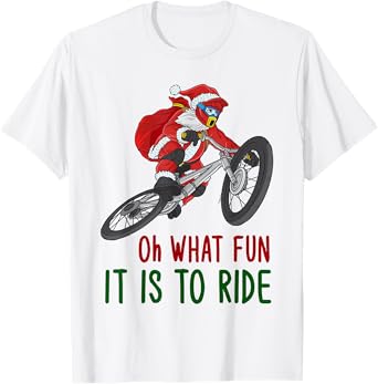 Oh What Fun It Is To Ride Mountain Bike Santa MTB Christmas T-Shirt