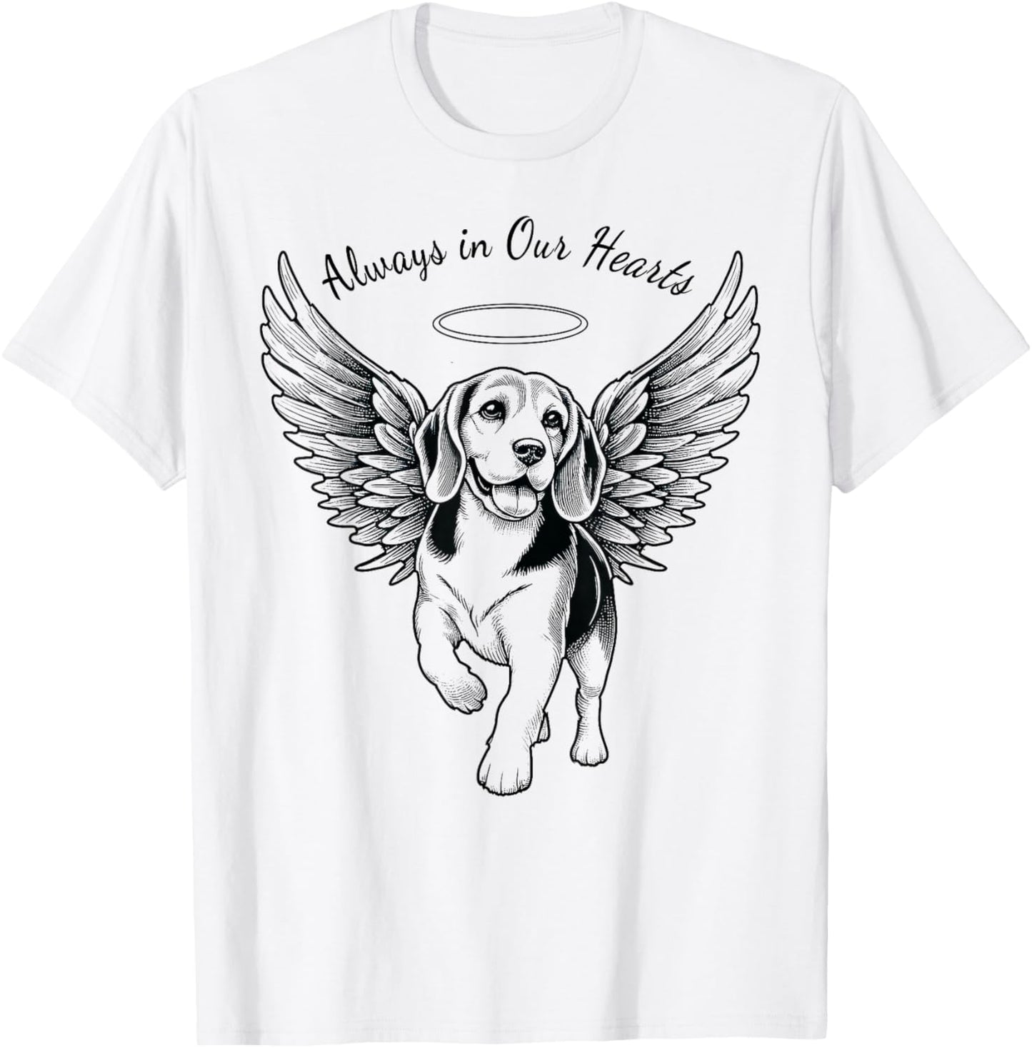 Always in Our Hearts Angel Beagle Dog Pet Memorial T-Shirt