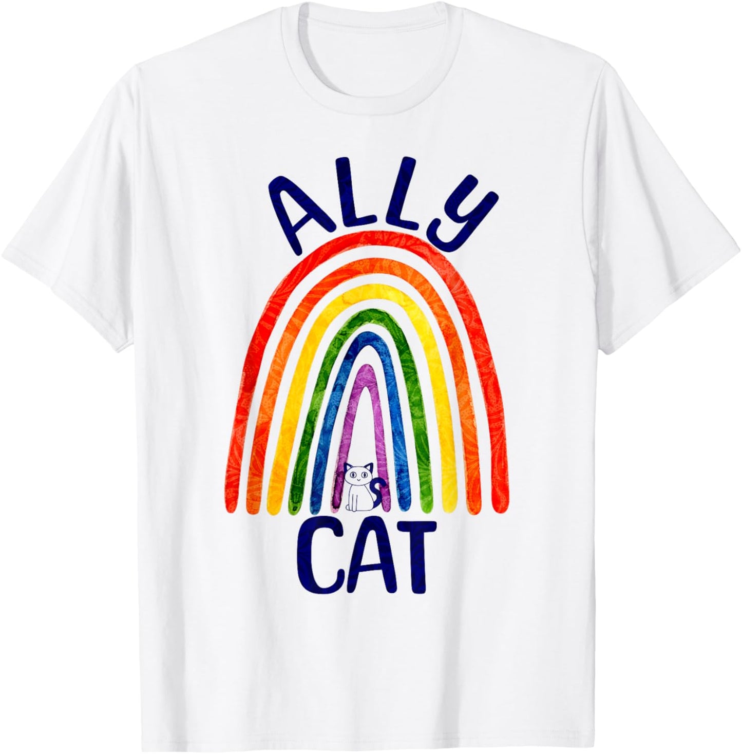 Ally Cat LGBTQ Rainbow Flag Gay Pride Cute T-Shirt