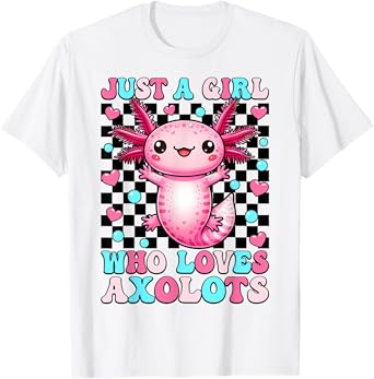 Groovy Axolotl Kawaii Just A Girl Who Loves Axolotls T-Shirt