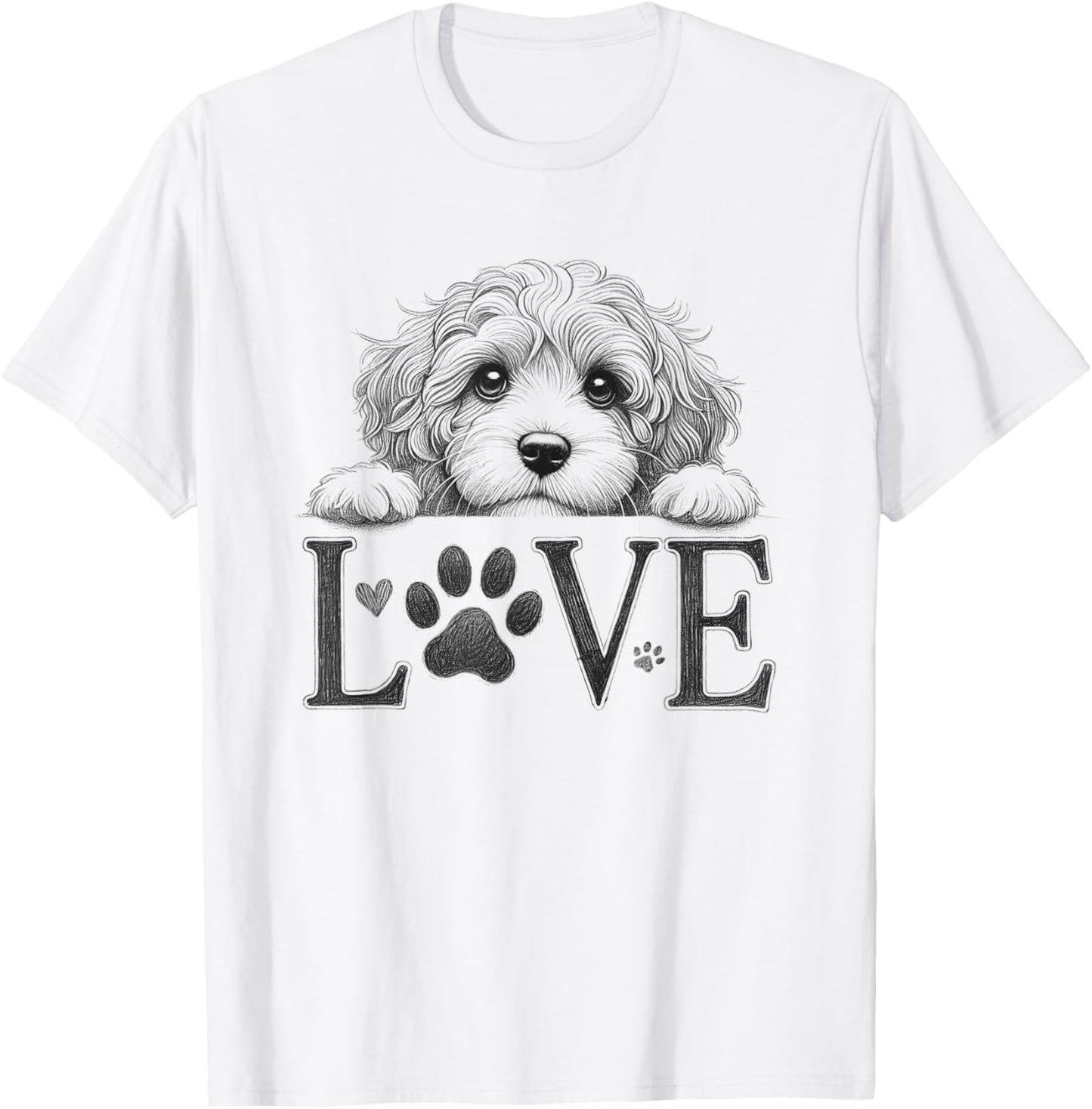 Cavapoo Dog Love Paw Design T-Shirt